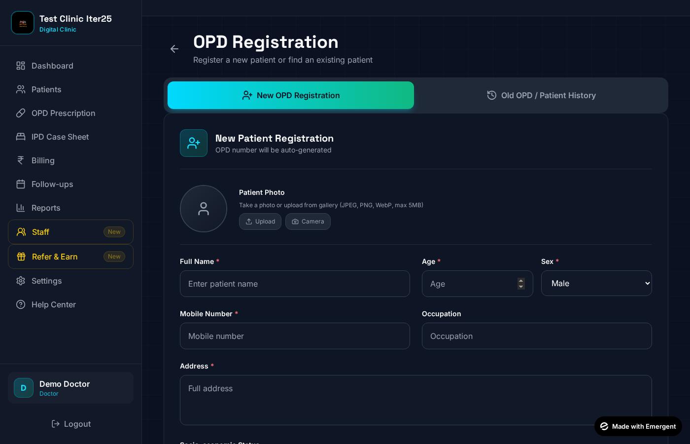 OPD Registration with Patient Photo